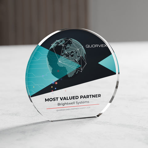 Circle Acrylic Award, 10cm, with engraved plate