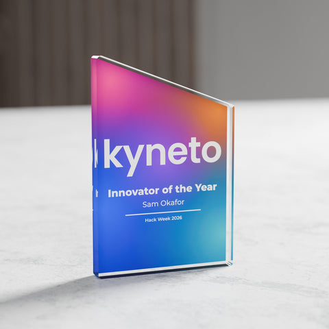 Edge Acrylic Award, 10cm, with engraved plate