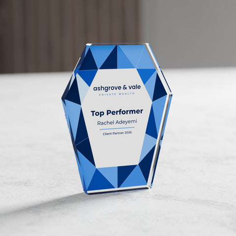 Gem Acrylic Award, 10cm, with engraved plate