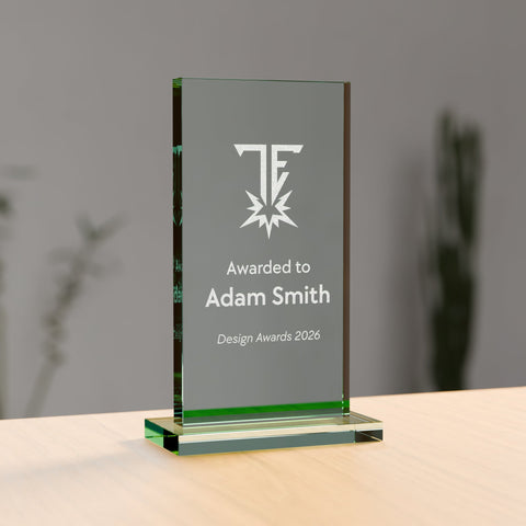 Glass Plaque Award, 150mm, with engraved plate