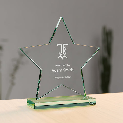 Jade Star Glass Award, 165mm, with engraved plate