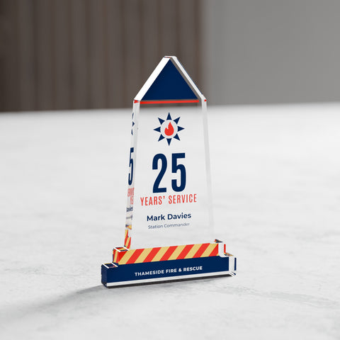 Obelisk Acrylic Award, 10cm, with engraved plate