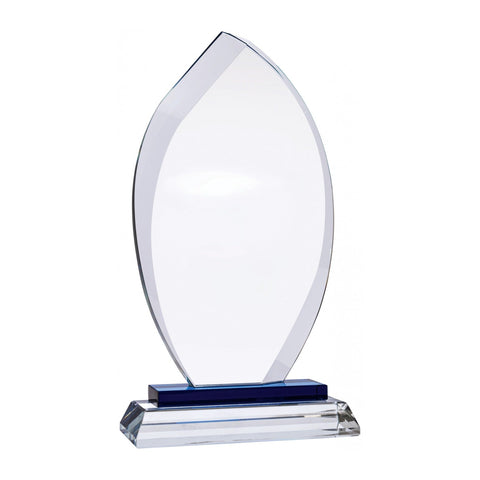Optic Glass Flame Award, 205mm, Blue, with engraved plate