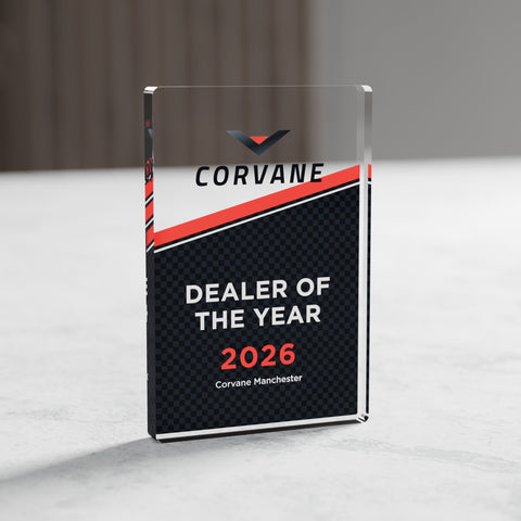 Rectangle Acrylic Award, 10cm, with engraved plate