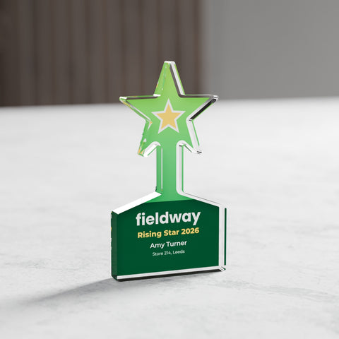 Rising Star Acrylic Award, 10cm, with engraved plate