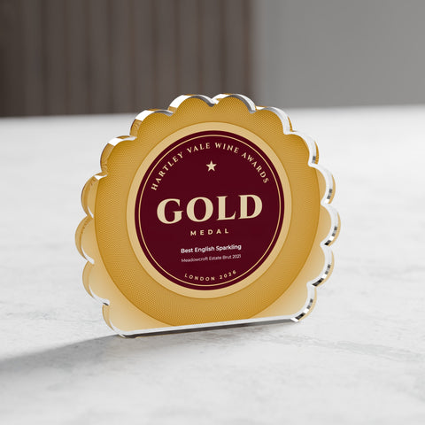 Rosette Acrylic Award, 10cm, with engraved plate
