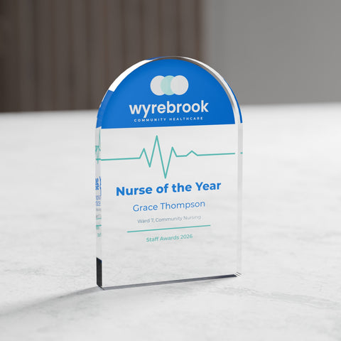 Tablet Acrylic Award, 10cm, with engraved plate