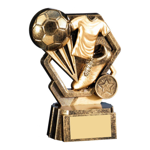 Thunder Football Trophy, 150mm, Antique Gold, with engraved plate