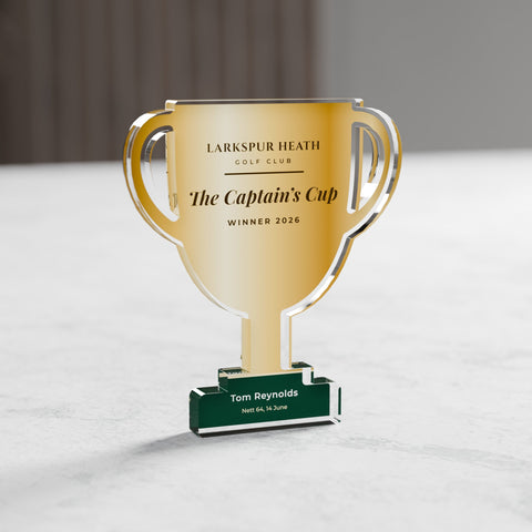 Trophy Cup Acrylic Award, 10cm, with engraved plate