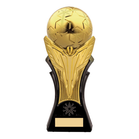 Victory Strike Football Trophy, 220mm, Gold & Black, with engraved plate