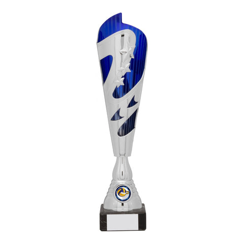 Zandor Trophy, 355mm, Blue & Silver, with engraved plate