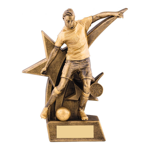 Zodiac Male Football Trophy, 260mm, with engraved plate